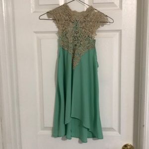 Teal and Gold Lace Tank